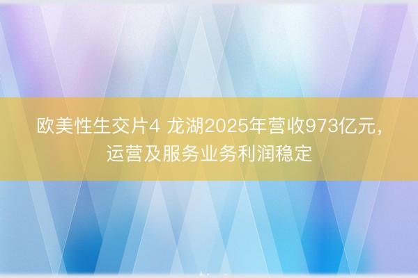 欧美性生交片4 龙湖2025年营收973亿元，运营及服务业务利润稳定