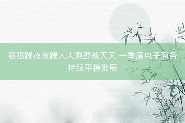 狠狠躁夜夜躁人人爽野战天天 一季度电子商务持续平稳发展