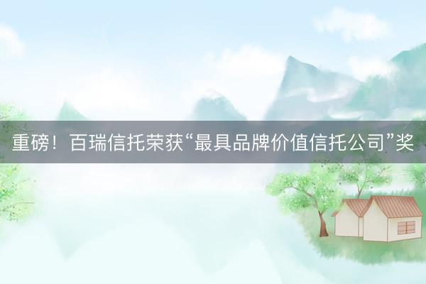 重磅！百瑞信托荣获“最具品牌价值信托公司”奖
