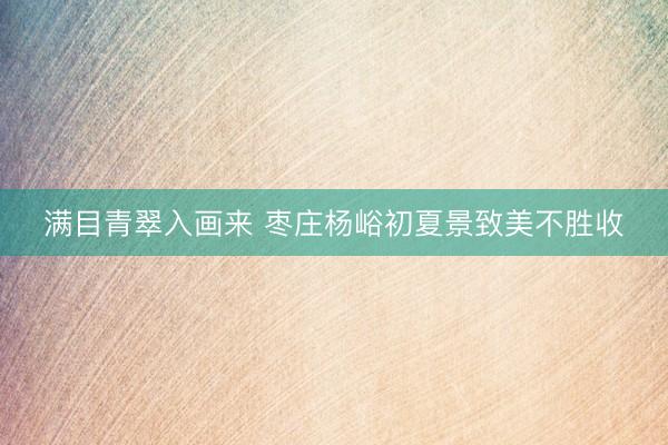 满目青翠入画来 枣庄杨峪初夏景致美不胜收