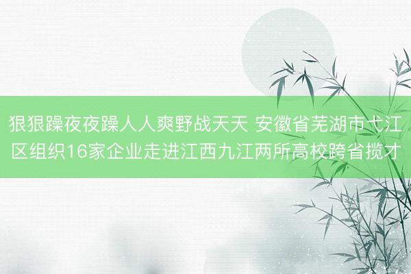 狠狠躁夜夜躁人人爽野战天天 安徽省芜湖市弋江区组织16家企业走进江西九江两所高校跨省揽才