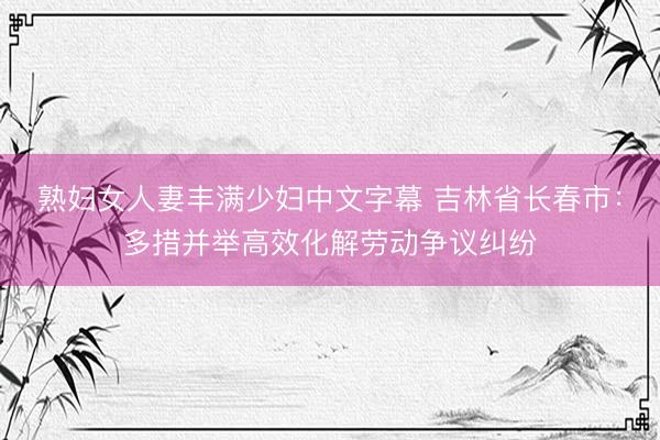 熟妇女人妻丰满少妇中文字幕 吉林省长春市：多措并举高效化解劳动争议纠纷