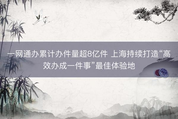 一网通办累计办件量超8亿件 上海持续打造“高效办成一件事”最佳体验地