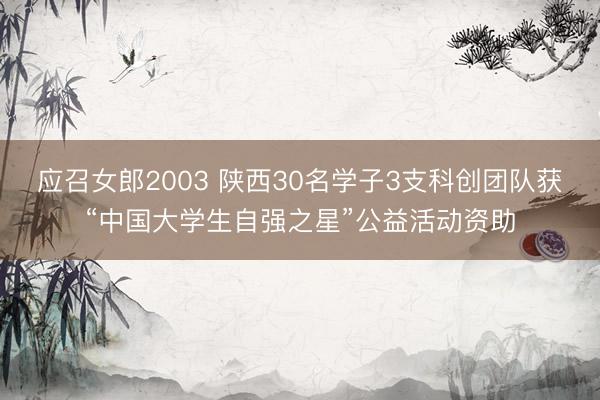 应召女郎2003 陕西30名学子3支科创团队获“中国大学生自强之星”公益活动资助