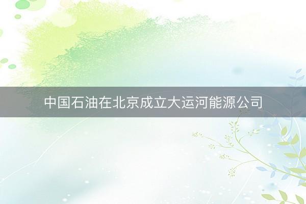 中国石油在北京成立大运河能源公司