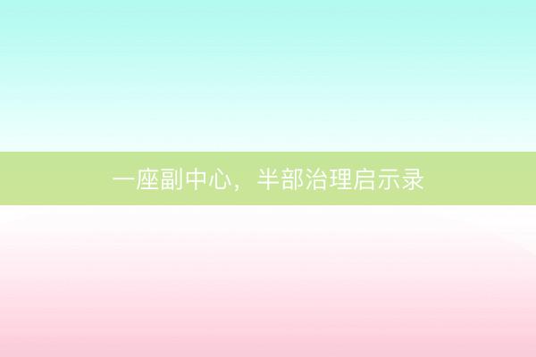 一座副中心，半部治理启示录