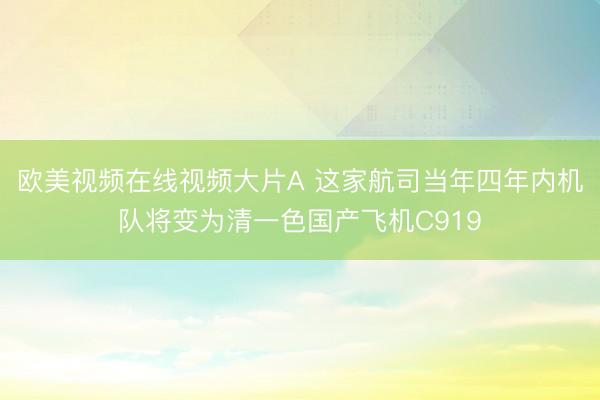欧美视频在线视频大片A 这家航司当年四年内机队将变为清一色国产飞机C919