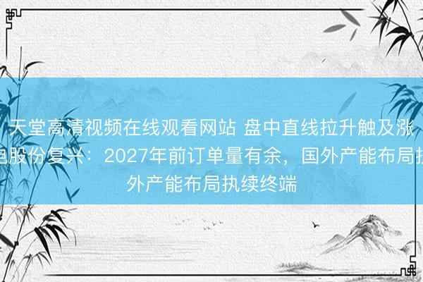 天堂高清视频在线观看网站 盘中直线拉升触及涨停，沪电股份复兴：2027年前订单量有余，国外产能布局执续终端