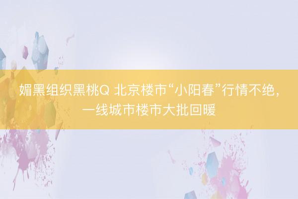媚黑组织黑桃Q 北京楼市“小阳春”行情不绝，一线城市楼市大批回暖