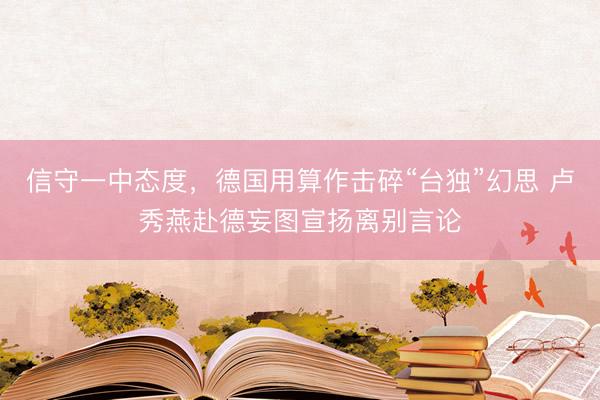 信守一中态度，德国用算作击碎“台独”幻思 卢秀燕赴德妄图宣扬离别言论