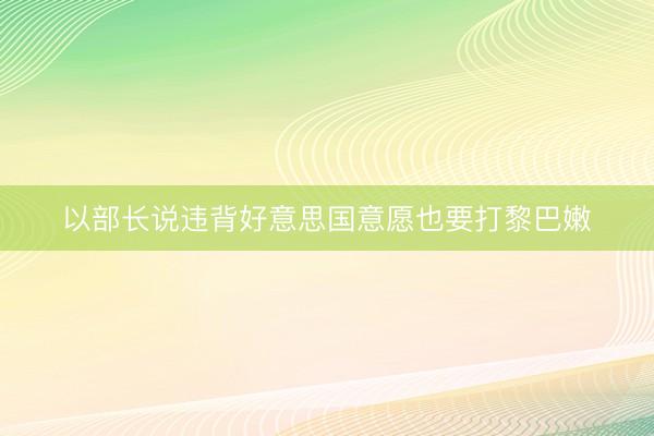 以部长说违背好意思国意愿也要打黎巴嫩