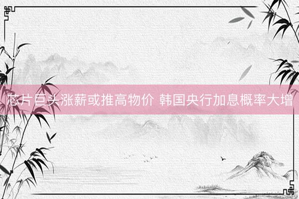 芯片巨头涨薪或推高物价 韩国央行加息概率大增